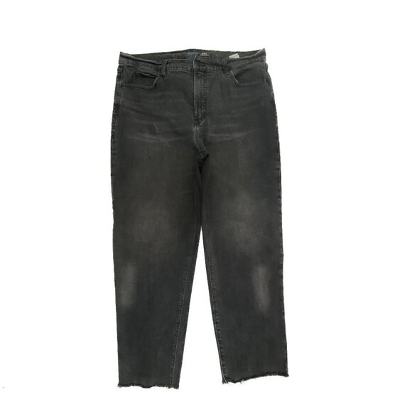 Old Navy The Sky Hi Straight Distressed Raw Hem Women's size 16 Black Denim jean - Picture 1 of 4